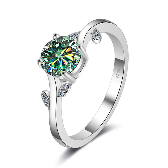 Men's Silver Synthetic Moissanite Round Ring Set With Precious Stones