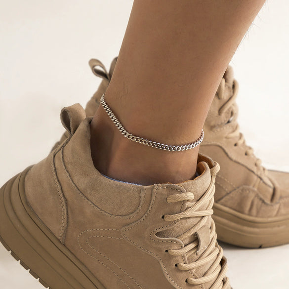 Men's Simple Basic Geometric Chain Anklet Fashionable Foot Accessories