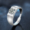 Men's Simple Geometric Silver Open Diamond Ring With Electroplating