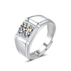 Men's Simple Geometric Silver Open Diamond Ring With Electroplating