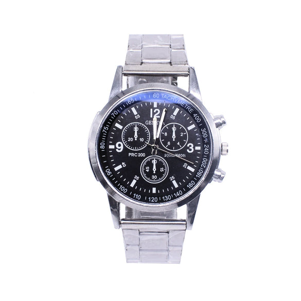 Men's Simple Style Alloy Wrist Watch With Round Dial And Stainless Steel Single Folding Buckle