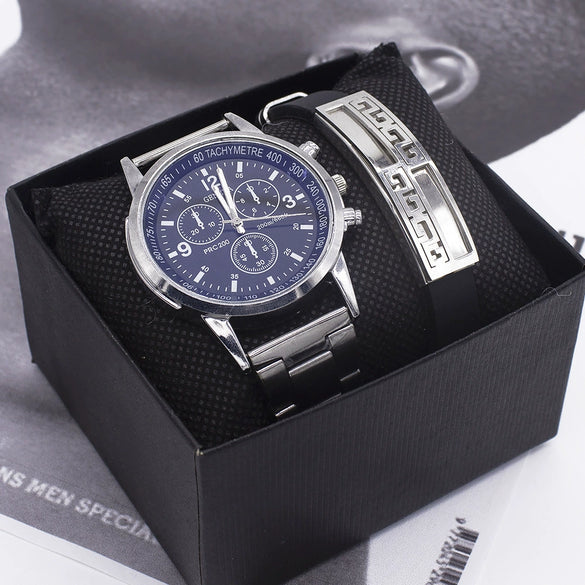 Men's Simple Style Alloy Wrist Watch With Round Dial And Stainless Steel Single Folding Buckle