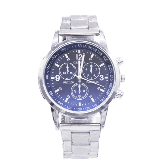 Men's Simple Style Alloy Wrist Watch With Round Dial And Stainless Steel Single Folding Buckle