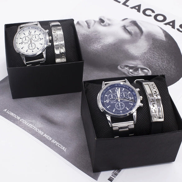 Men's Simple Style Alloy Wrist Watch With Round Dial And Stainless Steel Single Folding Buckle