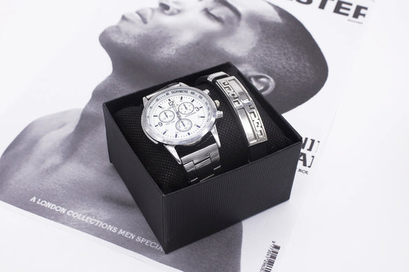 Men's Simple Style Alloy Wrist Watch With Round Dial And Stainless Steel Single Folding Buckle