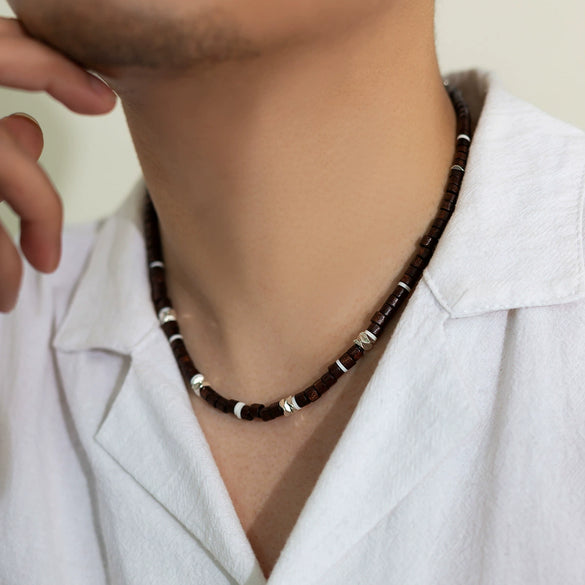 Men's Soft Pottery Beaded Handmade Necklace