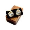 Men's Solid Black Walnut Wood Small Cufflink Box With French Orchid Cufflinks Sculptured Magnetic Flap Jewelry Packaging Storage Gift Box