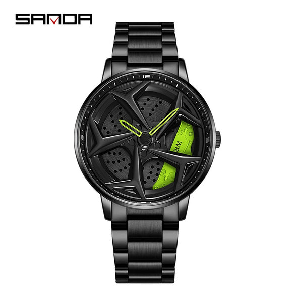 Men's Solid Steel Band Quartz Watch Alloy Case Stainless Steel Buckle Round Dial Leisure Style Waterproof