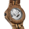 Men's Solid Wood Automatic Mechanical Leisure Round Watch With Hollowout Bottom