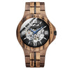 Men's Solid Wood Automatic Mechanical Leisure Round Watch With Hollowout Bottom