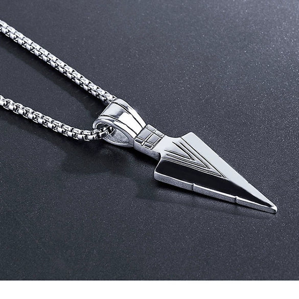 Men's Spearhead Pendant Necklace With Electroplated Alloy Animal Zodiac Design And Square Pearl Chain