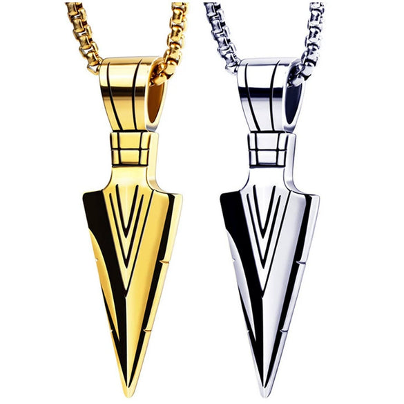 Men's Spearhead Pendant Necklace With Electroplated Alloy Animal Zodiac Design And Square Pearl Chain