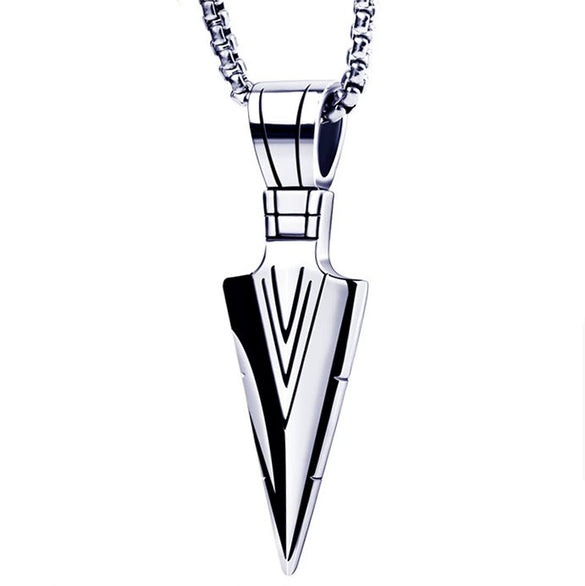 Men's Spearhead Pendant Necklace With Electroplated Alloy Animal Zodiac Design And Square Pearl Chain