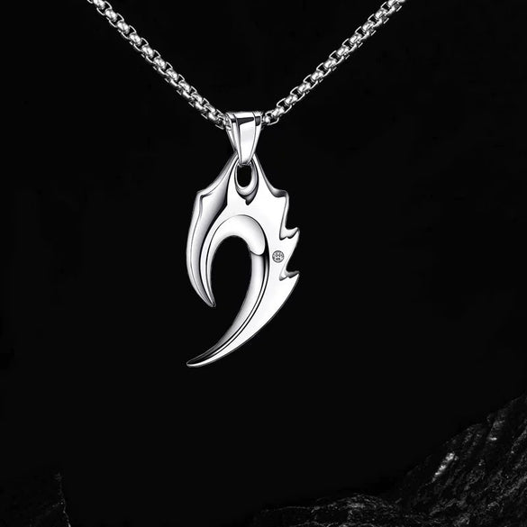 Men's Spearhead Pendant Necklace With Electroplated Alloy Animal Zodiac Design And Square Pearl Chain