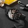 Men's Sport Quartz Watch And Belt Bracelet Set Alloy Case Imitation Leather Strap Ordinary Glass Mirror