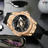 Men's Sports Alloy And Silicone Luminous Hollow Quartz Watch With Rhombus Dial