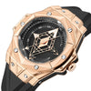 Men's Sports Alloy And Silicone Luminous Hollow Quartz Watch With Rhombus Dial