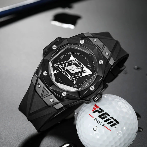 Men's Sports Alloy And Silicone Luminous Hollow Quartz Watch With Rhombus Dial