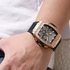 Men's Sports Alloy Case Silicone Strap Barrel Shape Multifunction Timing Calendar Watch
