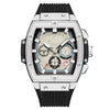 Men's Sports Alloy Case Silicone Strap Barrel Shape Multifunction Timing Calendar Watch