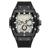 Men's Sports Alloy Case Silicone Strap Barrel Shape Multifunction Timing Calendar Watch