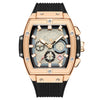 Men's Sports Alloy Case Silicone Strap Barrel Shape Multifunction Timing Calendar Watch