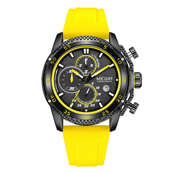 Men's Sports Alloy Case Silicone Strap Round Dial Waterproof Luminous Quartz Watch