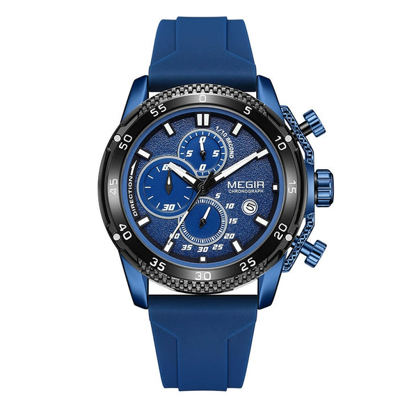 Men's Sports Alloy Case Silicone Strap Round Dial Waterproof Luminous Quartz Watch