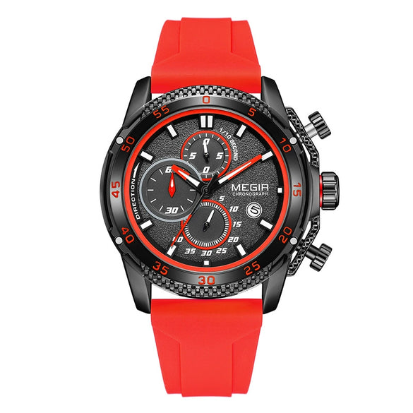 Men's Sports Alloy Case Silicone Strap Round Dial Waterproof Luminous Quartz Watch