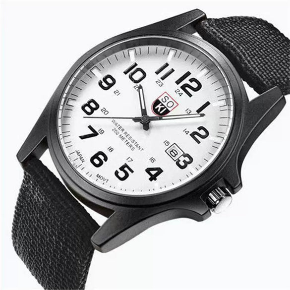 Men's Sports Alloy Casual Quartz Watch With Nylon Braided Belt And Round Dial