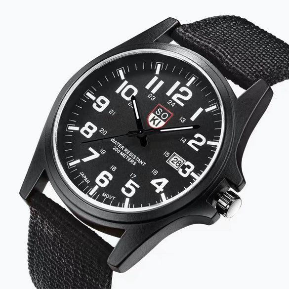 Men's Sports Alloy Casual Quartz Watch With Nylon Braided Belt And Round Dial