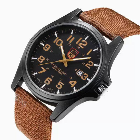 Men's Sports Alloy Casual Quartz Watch With Nylon Braided Belt And Round Dial