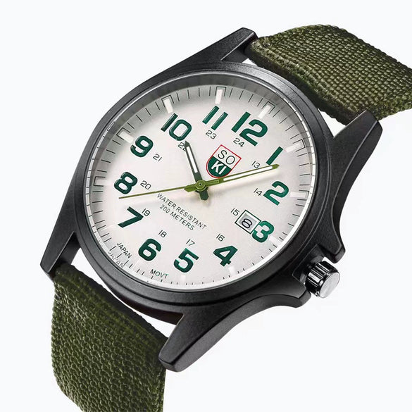 Men's Sports Alloy Casual Quartz Watch With Nylon Braided Belt And Round Dial