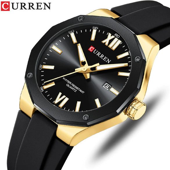 Men's Sports Casual Alloy And Silicone Watch With Round Dial Waterproof