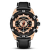 Men's Sports Chronograph Watch Alloy Case Genuine Leather Strap Mineral Strengthened Glass Mirror Round Dial