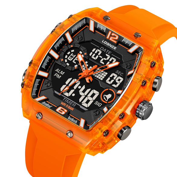 Men's Sports Digital Luminous Waterproof Watch With Plastic Case And Resin Mirror Round Dial