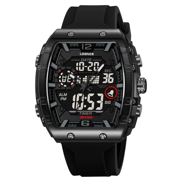 Men's Sports Digital Luminous Waterproof Watch With Plastic Case And Resin Mirror Round Dial