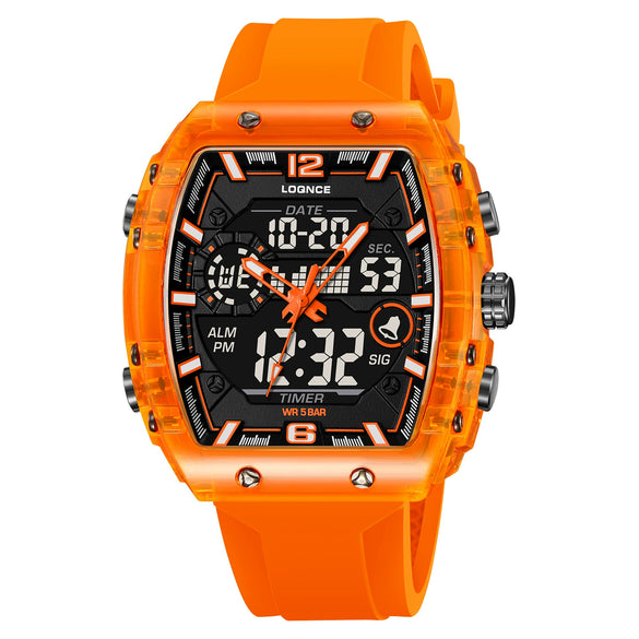 Men's Sports Digital Luminous Waterproof Watch With Plastic Case And Resin Mirror Round Dial