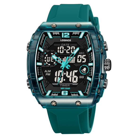 Men's Sports Digital Luminous Waterproof Watch With Plastic Case And Resin Mirror Round Dial