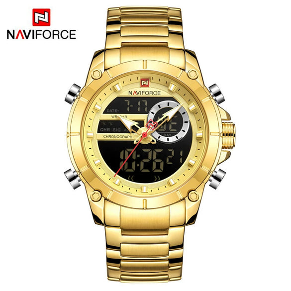 Men's Sports Electronic Luminous Chronograph Quartz Watch Stainless Steel Round Fashion