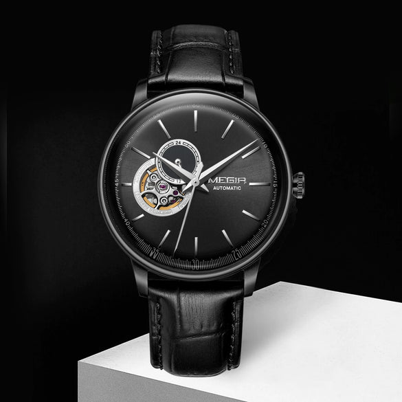 Men's Sports Mechanical Movement Watch Alloy Case Silicone Strap Round Dial Luminous Waterproof Business Style