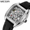 Men's Sports Mechanical Watch Alloy Case Silicone Strap Square Dial Luminous Waterproof