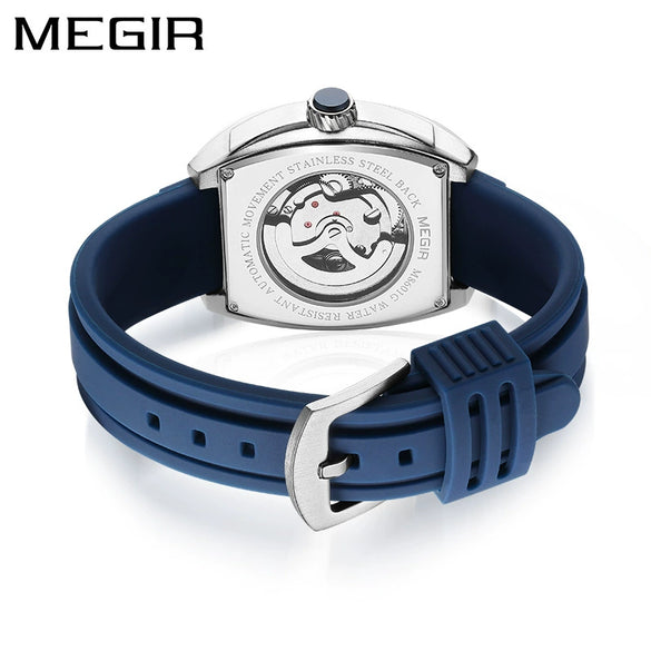Men's Sports Mechanical Watch Alloy Case Silicone Strap Square Dial Luminous Waterproof