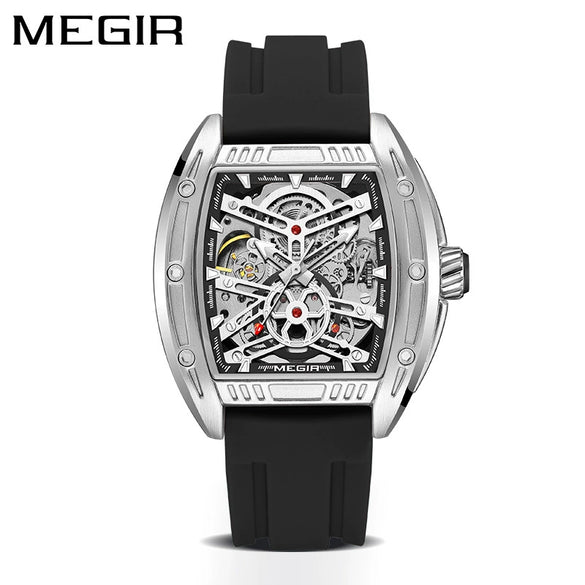 Men's Sports Mechanical Watch Alloy Case Silicone Strap Square Dial Luminous Waterproof