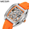 Men's Sports Mechanical Watch Alloy Case Silicone Strap Square Dial Luminous Waterproof