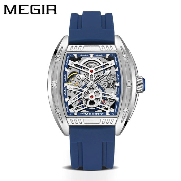 Men's Sports Mechanical Watch Alloy Case Silicone Strap Square Dial Luminous Waterproof