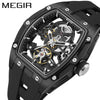 Men's Sports Mechanical Waterproof Watch Alloy Case Silicone Strap Barrel Shape