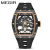Men's Sports Mechanical Waterproof Watch Alloy Case Silicone Strap Barrel Shape