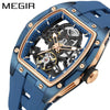 Men's Sports Mechanical Waterproof Watch Alloy Case Silicone Strap Barrel Shape
