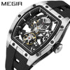 Men's Sports Mechanical Waterproof Watch Alloy Case Silicone Strap Barrel Shape